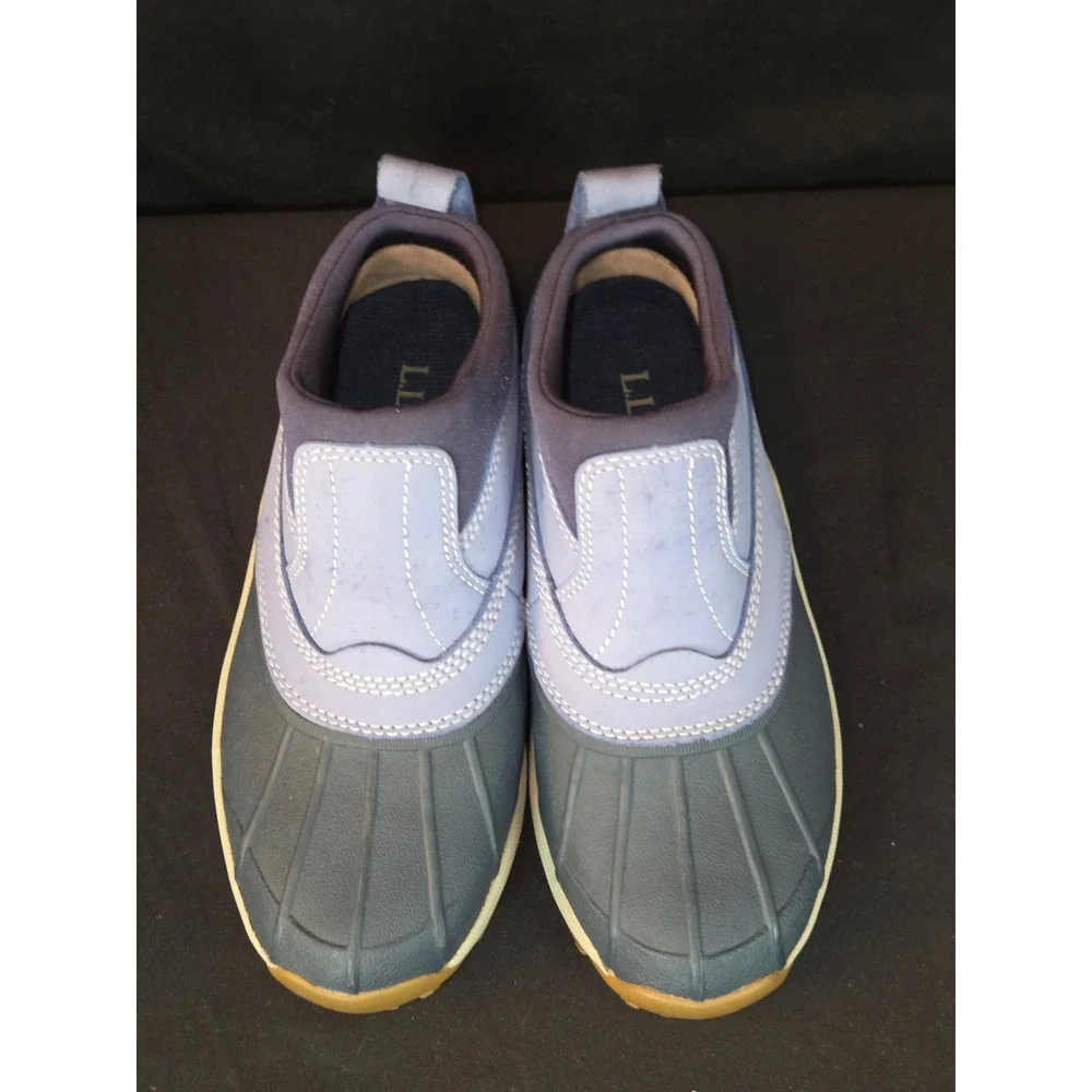 Kids L.L.Bean Slip On Duck Boots Purple Grey Size 4 Winter Snow Shoes Waterproof